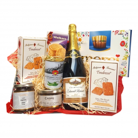 Geschenkmand met Champagne bestellen en leveren