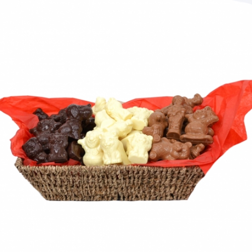 Geschenkmand met Belgische chocolade Sint